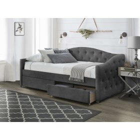 Čalouněná postel s šuplíky ALOHA 90 x 200 cm - Tmavě šedá, Halmar
