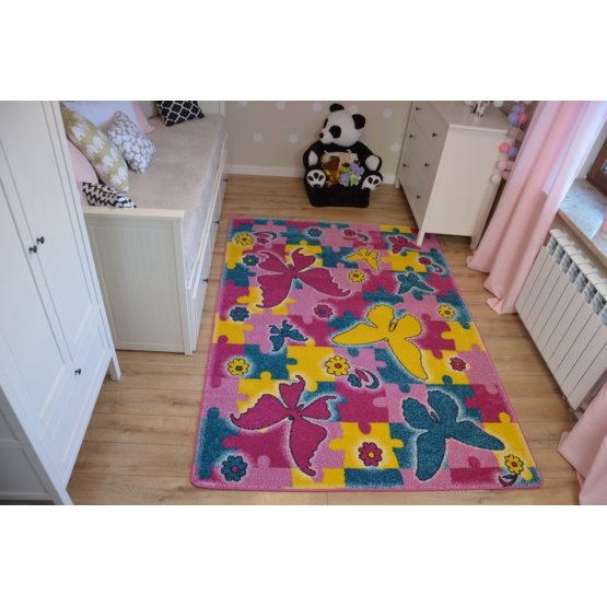 Dětský koberec Kids Butterfly růžový