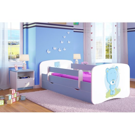 Dětská postel se zábranou Ourbaby - Míša - modrá