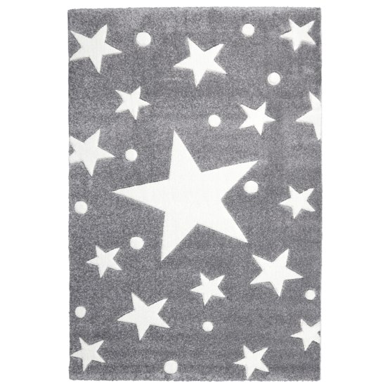 Dětský koberec STARS stříbrno-šedá/bílá