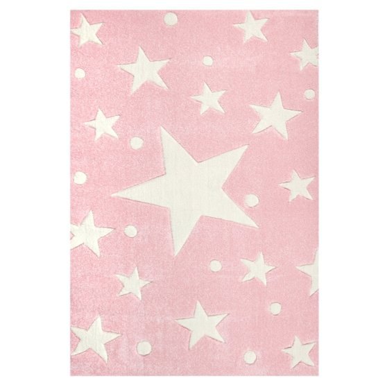 Dětský koberec STARS růžová/bílá