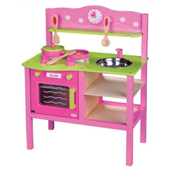 Dětská dřevěná kuchyňka - růžová