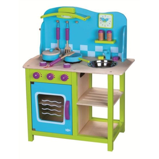 Dětská dřevěná kuchyňka - modrá