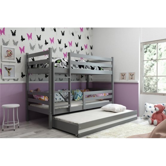 Dětská patrová postel s přistýlkou Erika šedá 200x90cm