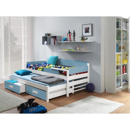 Dětská postel Dois - bílá-modrá