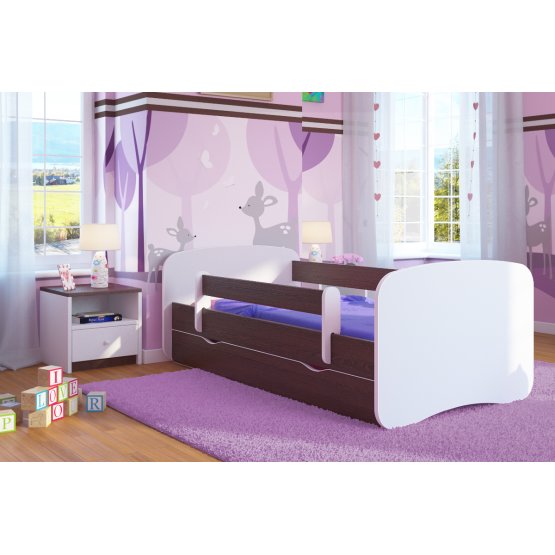 Dětská postel se zábranou Ourbaby - wenge-bílá