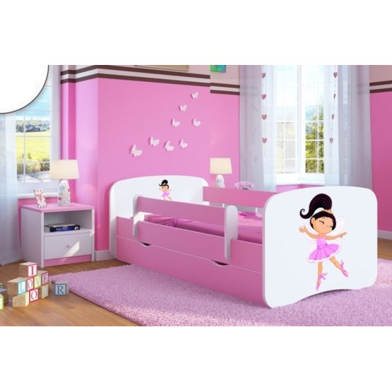 Dětská postel se zábranou Ourbaby - Tanečnice - růžová