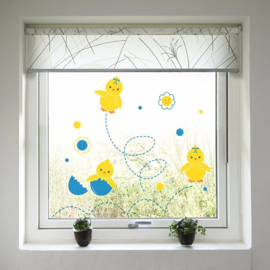 Velikonoční dekorace na okno - Kuřátka