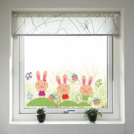 Velikonoční dekorace na okno - Zajíčci a vajíčka