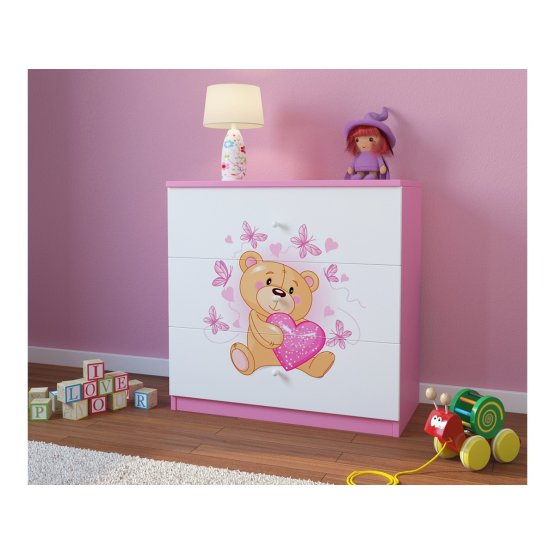 Ourbaby dětská komoda - Medvídek růžová