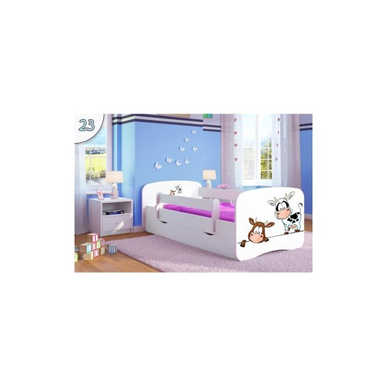 Dětská postel se zábranou Ourbaby - kravičky- bílá