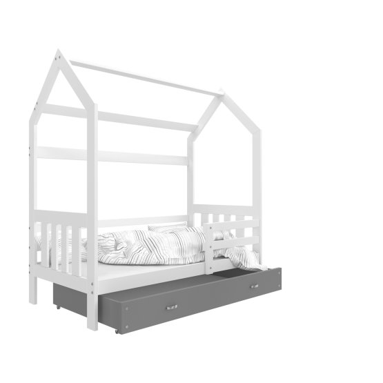 Dětská postel domeček Filip - bílo-šedá