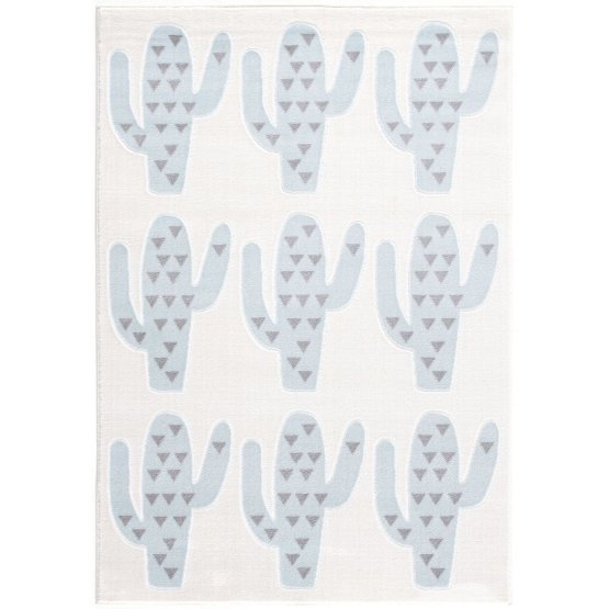 Dětský koberec Kaktus - krémovo-modrý
