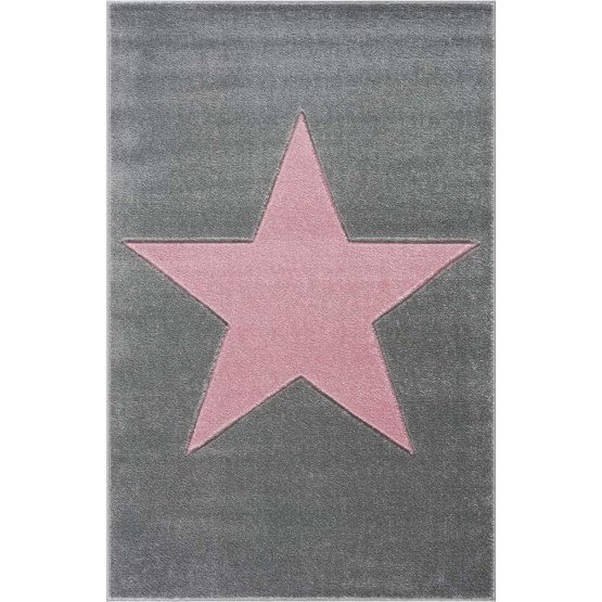 Dětský koberec STAR stříbrno-šedá/růžová
