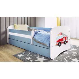 Dětská postel se zábranou Ourbaby - Hasičské auto - modrá