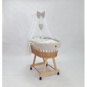 Proutěná postýlka s výbavou pro miminko - Květy bavlny, Ourbaby®