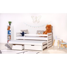 Dětská postel s přistýlkou a zábranou Praktik - White